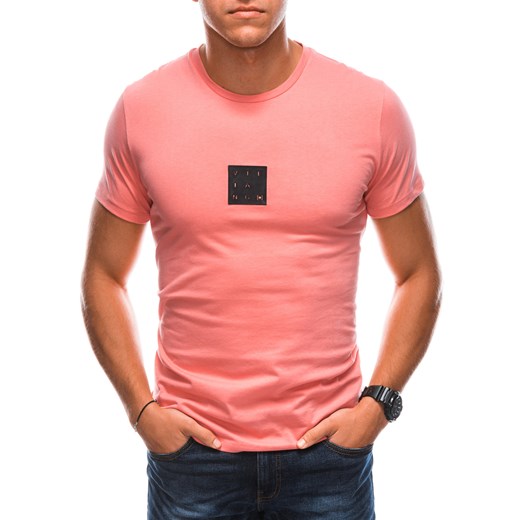 T-shirt męski z nadrukiem 1730S - koralowy Edoti.com XL Edoti