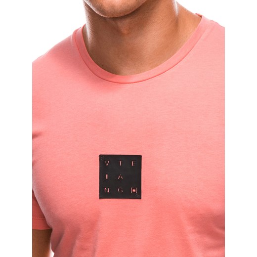 T-shirt męski z nadrukiem 1730S - koralowy Edoti.com XL Edoti