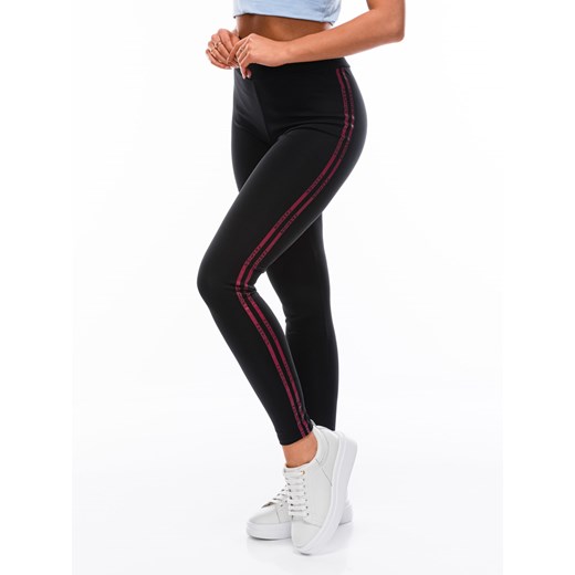 Spodnie damskie legginsy 187PLR - czarne/czerwone Edoti.com M Edoti