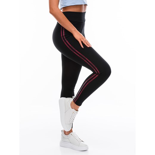 Spodnie damskie legginsy 187PLR - czarne/czerwone Edoti.com M Edoti