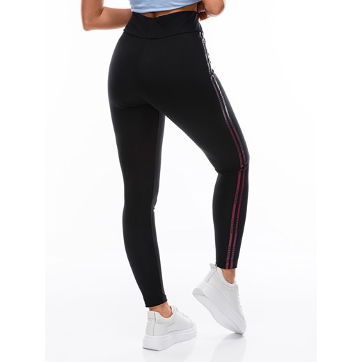 Spodnie damskie legginsy 187PLR - czarne/czerwone Edoti.com L Edoti