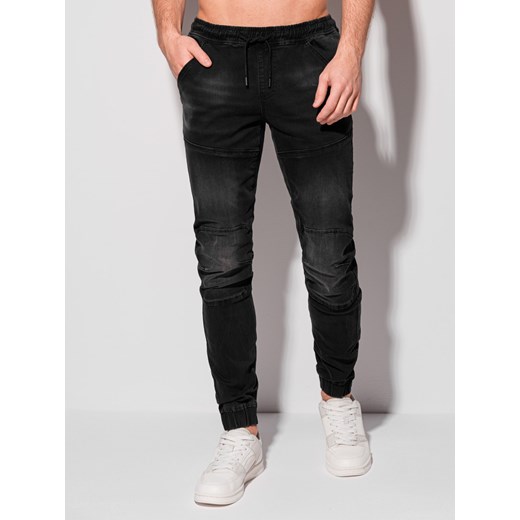Spodnie męskie jeansowe joggery 1312P - czarne Edoti.com M Edoti