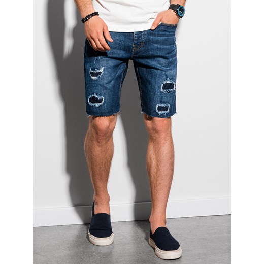 Krótkie spodenki męskie jeansowe 309W - niebieskie Edoti.com L promocja Edoti