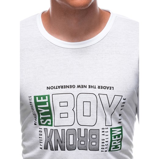 T-shirt męski z nadrukiem 1675S - biały Edoti.com XXL Edoti