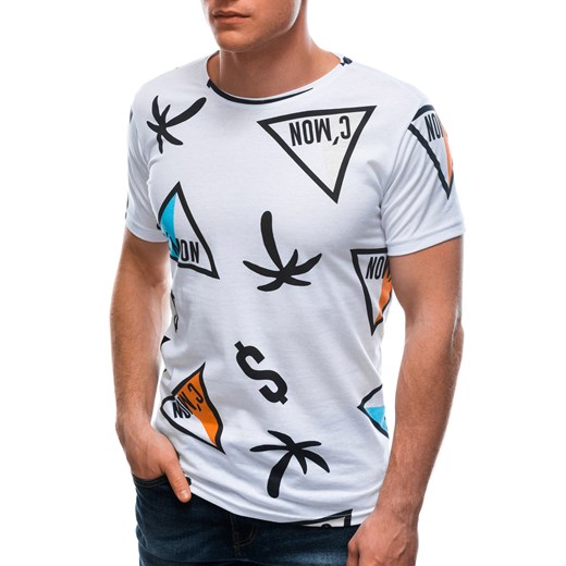 T-shirt męski z nadrukiem 1441S - biały Edoti.com XXL Edoti okazyjna cena
