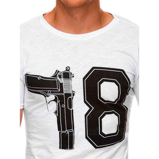 T-shirt męski z nadrukiem 1478S - biały Edoti.com XL Edoti
