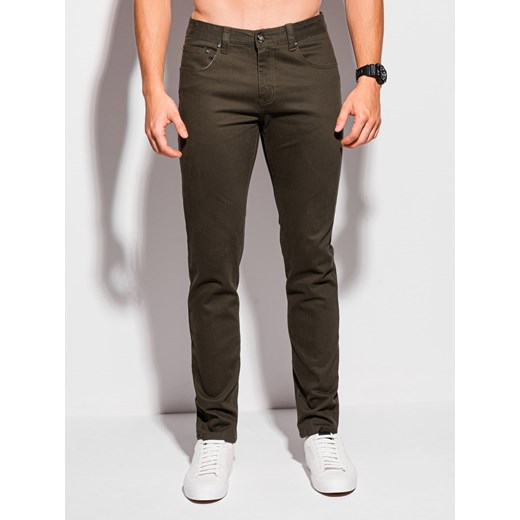 Spodnie męskie jeansowe 1257P - khaki Edoti.com 35 promocyjna cena Edoti