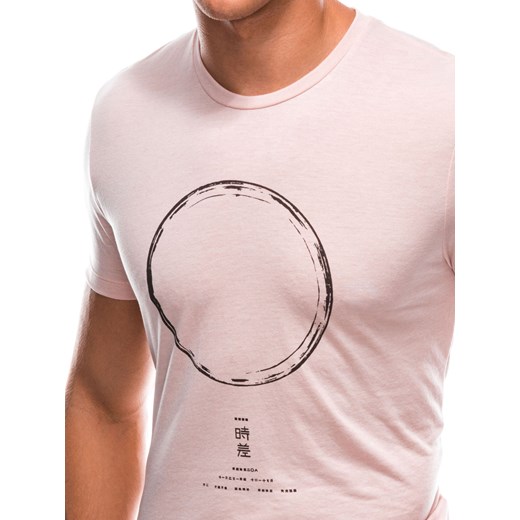 T-shirt męski z nadrukiem 1729S - różowy Edoti.com S Edoti