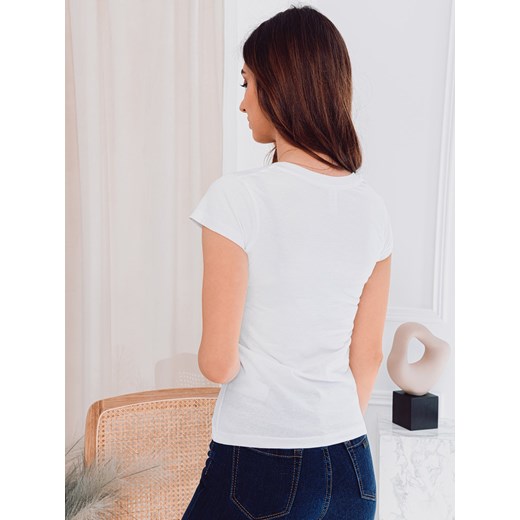 T-shirt damski basic 002SLR - biały Edoti.com XL Edoti