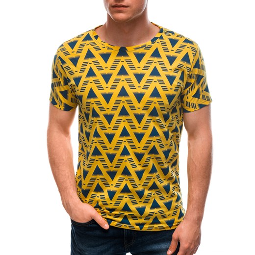 T-shirt męski z nadrukiem 1647S - żółty Edoti.com M Edoti okazja