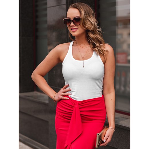 Bluzka damska biała Edoti z okrągłym dekoltem 