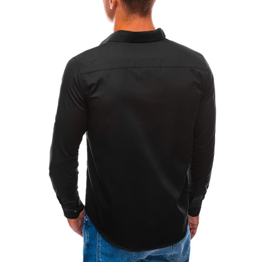 Koszula męska z długim rękawem 597K - czarna Edoti.com XL Edoti