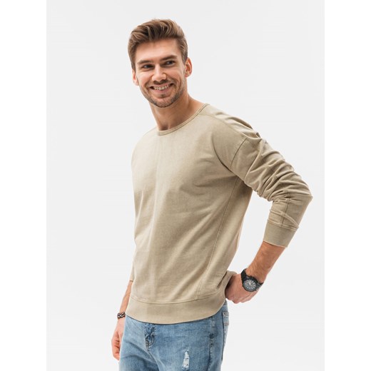 Bluza męska bez kaptura 1161B - beżowa Edoti.com M okazja Edoti
