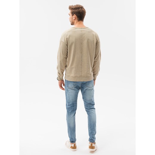 Bluza męska bez kaptura 1161B - beżowa Edoti.com M okazja Edoti
