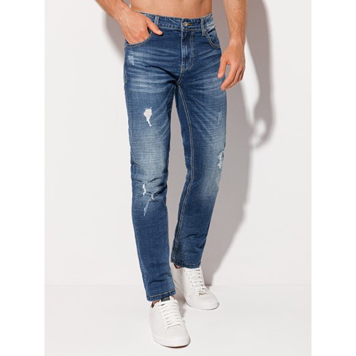 Spodnie męskie jeansowe 1219P - ciemnoniebieskie Edoti.com 29 okazja Edoti