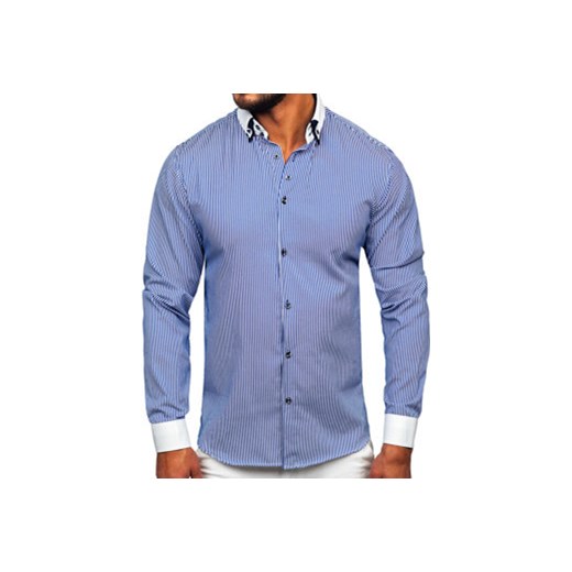 Koszula męska elegancka z długim rękawem niebieska Bolf 0909 2XL Denley okazyjna cena