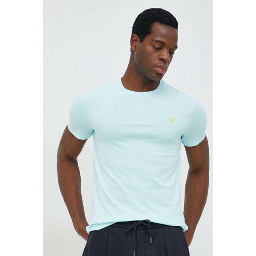 Polo Ralph Lauren t-shirt bawełniany kolor turkusowy ze sklepu ANSWEAR.com w kategorii T-shirty męskie - zdjęcie 147970367