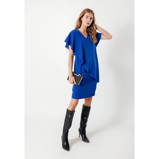 Kobaltowa sukienka z falbaną ze sklepu Molton w kategorii Sukienki - zdjęcie 147979749