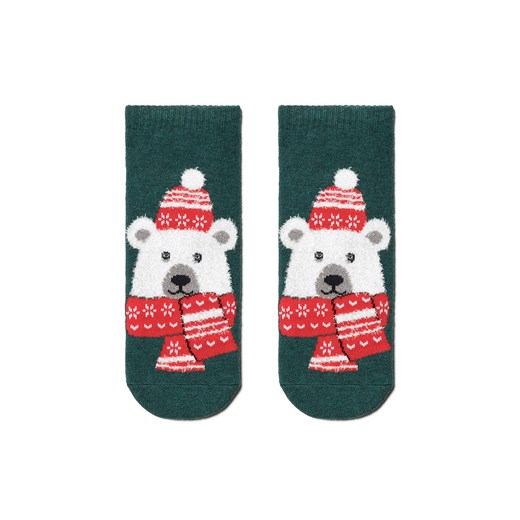 Biały Miś bawełniane świąteczne skarpetki z puszystą nitką, Kolor turkusowy-wzór, Rozmiar 36-39, Conte ze sklepu Primodo w kategorii Skarpetki damskie - zdjęcie 147982016