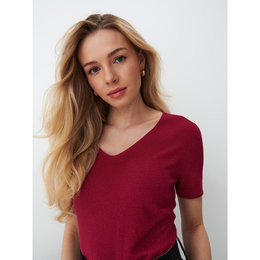 Mohito - Błyszcząca bluzka z krótkim rękawem - Różowy Mohito XS Mohito