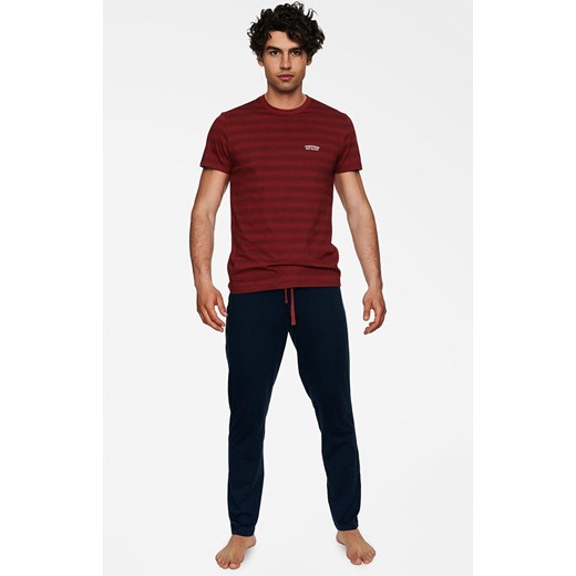 Tide bawełniana piżama męska z krótkim rękawem 40048-33X, Kolor czerwony-wzór, Henderson XL okazja Intymna