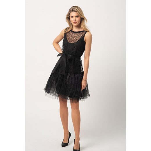 Czarna sukienka z gipiury bez rękawów Lidia Kalita L Lidia Kalita