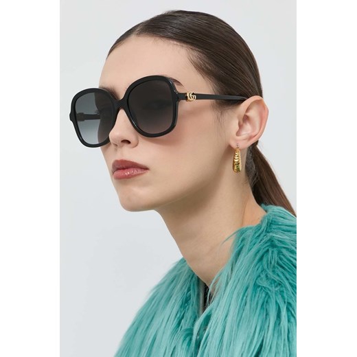 Gucci okulary przeciwsłoneczne damskie kolor czarny GG1178S ze sklepu ANSWEAR.com w kategorii Okulary przeciwsłoneczne damskie - zdjęcie 148019418