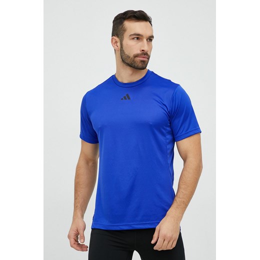 adidas Performance t-shirt treningowy HIIT Base kolor niebieski gładki ze sklepu ANSWEAR.com w kategorii T-shirty męskie - zdjęcie 148020145