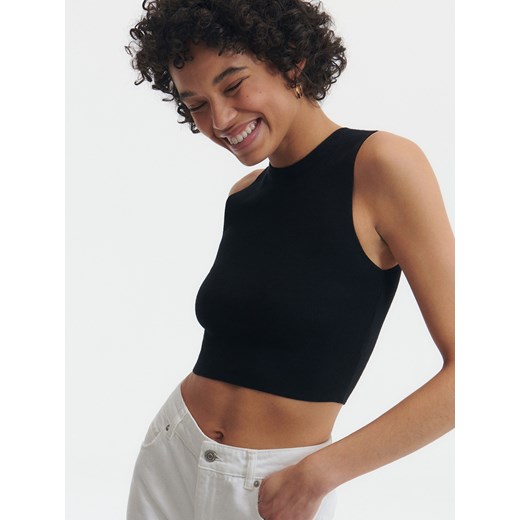Reserved - Dzianinowy crop top - Czarny Reserved M okazyjna cena Reserved