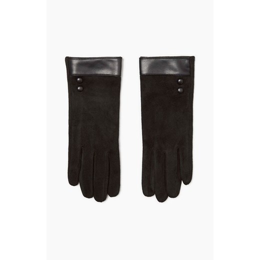 Zamszowe rękawiczki ze wstawką z ekologicznej skóry w kolorze czarnym 3902, Kolor czarny, Rozmiar uniwersalny, Moodo ze sklepu Primodo w kategorii Rękawiczki damskie - zdjęcie 148037457