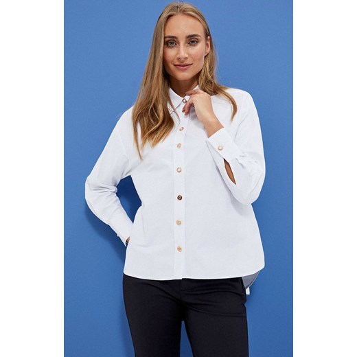Klasyczna biała koszula ze złotymi guzikami 3946, Kolor biały, Rozmiar 2XL, Moodo ze sklepu Primodo w kategorii Koszule damskie - zdjęcie 148037579