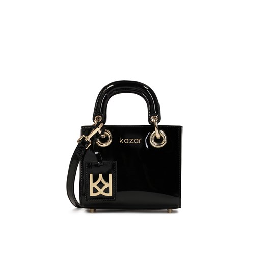 Czarna lakierowana mini torebka na ramię i do ręki Kazar Kazar