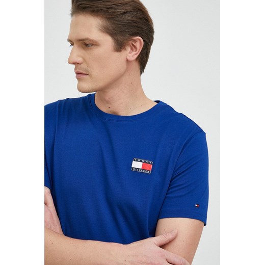 Tommy Hilfiger t-shirt bawełniany kolor niebieski gładki Tommy Hilfiger XL ANSWEAR.com
