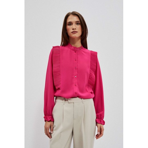 Koszula z plisowaniem różowa ze sklepu Moodo.pl w kategorii Koszule damskie - zdjęcie 148103045