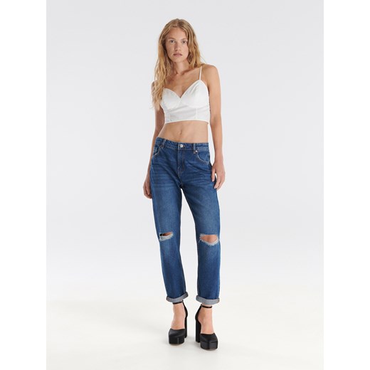 Reserved - Jeansy boyfriend z dziurami - Niebieski Reserved 34 Reserved