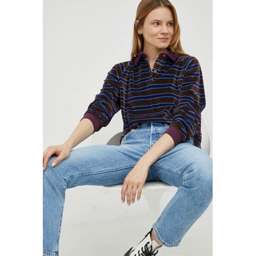 Levi&apos;s longsleeve damski kolor brązowy z kołnierzykiem S ANSWEAR.com