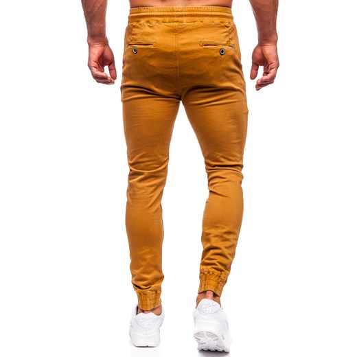 Camelowe spodnie materiałowe joggery męskie Denley KA6792 33/L promocyjna cena Denley