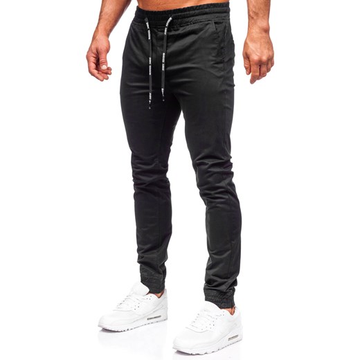Czarne spodnie materiałowe joggery męskie Denley KA6078 30/S okazja Denley