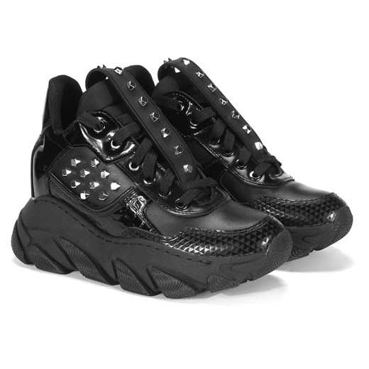 Czarne sneakersy damskie MERCI ze sklepu Domenoshoes w kategorii Buty sportowe damskie - zdjęcie 148148717