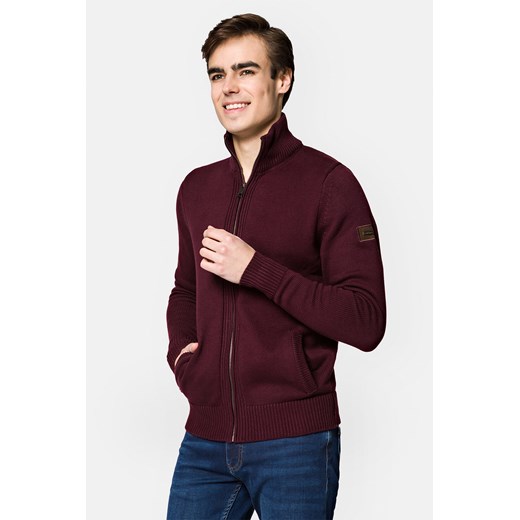 Sweter Rozpinany Bordowy Bawełniany Nate ze sklepu Lancerto S.A. w kategorii Swetry męskie - zdjęcie 148162618