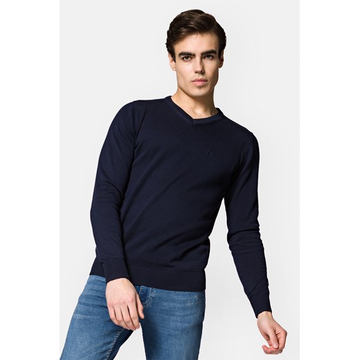 Sweter Granatowy Bawełniany w Serek Jordi ze sklepu Lancerto S.A. w kategorii Swetry męskie - zdjęcie 148162619