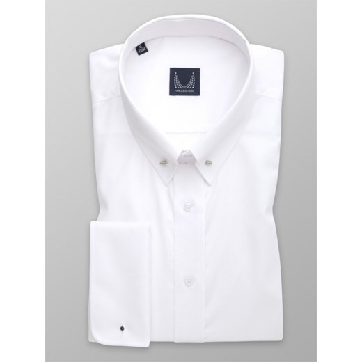 Biała klasyczna koszula pin-collar Willsoor XXL (45/46) / 176-182 wyprzedaż Willsoor