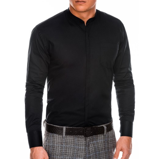 Koszula męska elegancka z długim rękawem BASIC K307 - czarna L ombre
