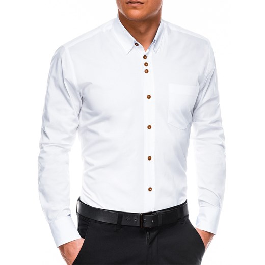 Koszula męska z długim rękawem 302K - biała Edoti.com S okazyjna cena Edoti