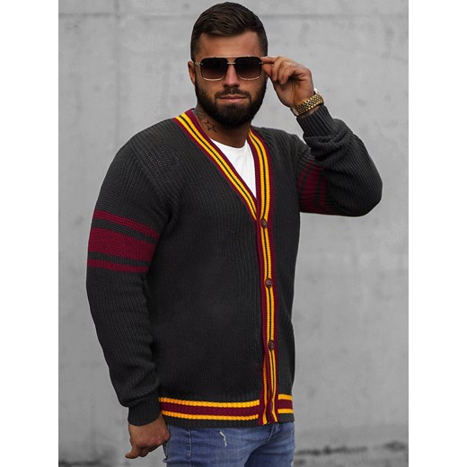 Sweter męski kardigan grafitowy OZONEE O/H9600 Ozonee L okazja ozonee.pl