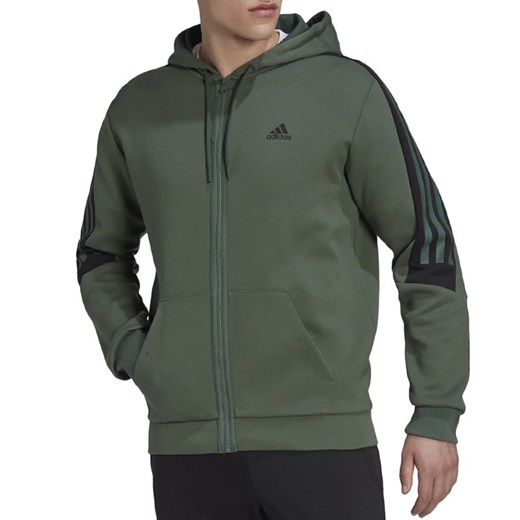 Bluza adidas Future Icons 3-Stripes Full-Zip HC5841 - zielona ze sklepu streetstyle24.pl w kategorii Bluzy męskie - zdjęcie 148267697