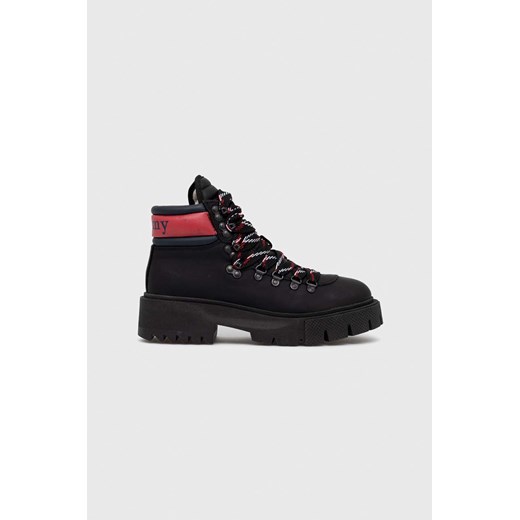 Tommy Jeans workery skórzane damskie kolor czarny na platformie Tommy Jeans 41 ANSWEAR.com