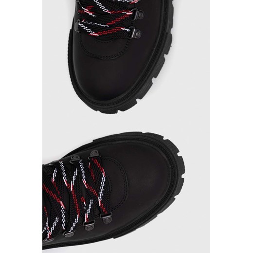 Tommy Jeans workery skórzane damskie kolor czarny na platformie Tommy Jeans 41 ANSWEAR.com