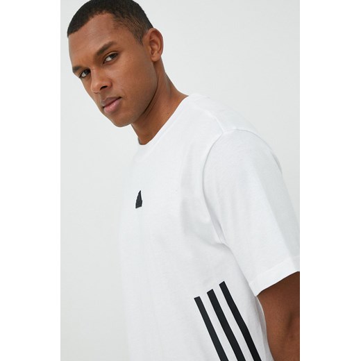 Adidas t-shirt bawełniany kolor biały z aplikacją M ANSWEAR.com