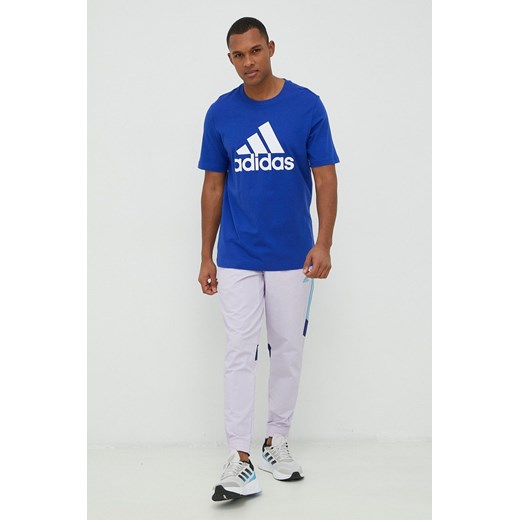 Adidas t-shirt bawełniany kolor niebieski z nadrukiem M ANSWEAR.com